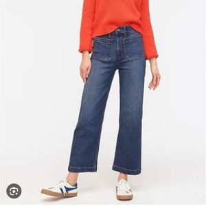 J.Crew patch pocket wide leg crop jean in vivid indigo wash